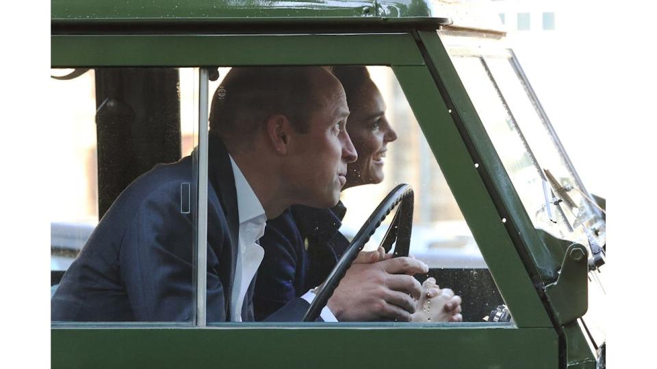 Prince William at the wheel of his late grandfather's classic Land Rover