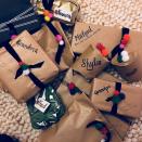 <p>Pare back your <a rel="nofollow noopener" href="https://www.housebeautiful.com/uk/lifestyle/a51/christmas-gift-wrapping-hacks/" target="_blank" data-ylk="slk:Christmas wrapping;elm:context_link;itc:0;sec:content-canvas" class="link ">Christmas wrapping</a> by using plain brown paper and biodegradable sticky tape for extra eco friendliness. </p><p>Write names directly on the paper using a brush calligraphy pen and <a rel="nofollow noopener" href="https://www.mind.org.uk/media/24133670/fake-calligraphy-template.pdf?ctaId=/get-involved/donate-or-fundraise/do-your-own-fundraising/crafternoon/crafty-templates/slices/fake-calligraphy/" target="_blank" data-ylk="slk:Mind’s online guide to fake calligraphy;elm:context_link;itc:0;sec:content-canvas" class="link ">Mind’s online guide to fake calligraphy</a> and finish with a small piece of ribbon. You can even glue on some crafty pompoms.</p>