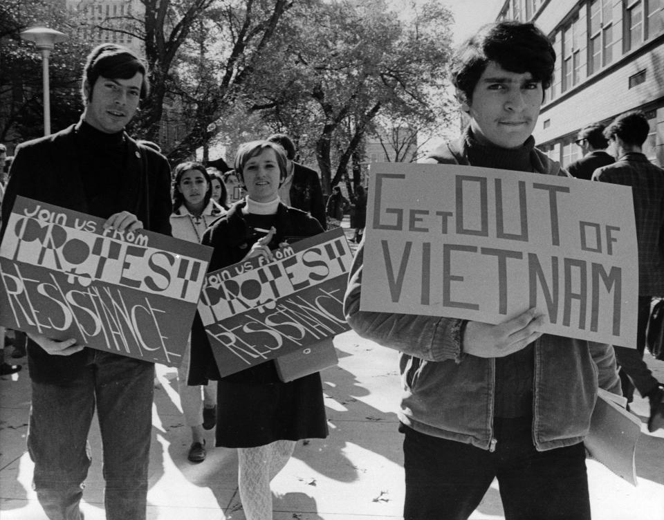University of Wisconsin students stage a protest against the war in Vietnam on Oct. 17, 1967.