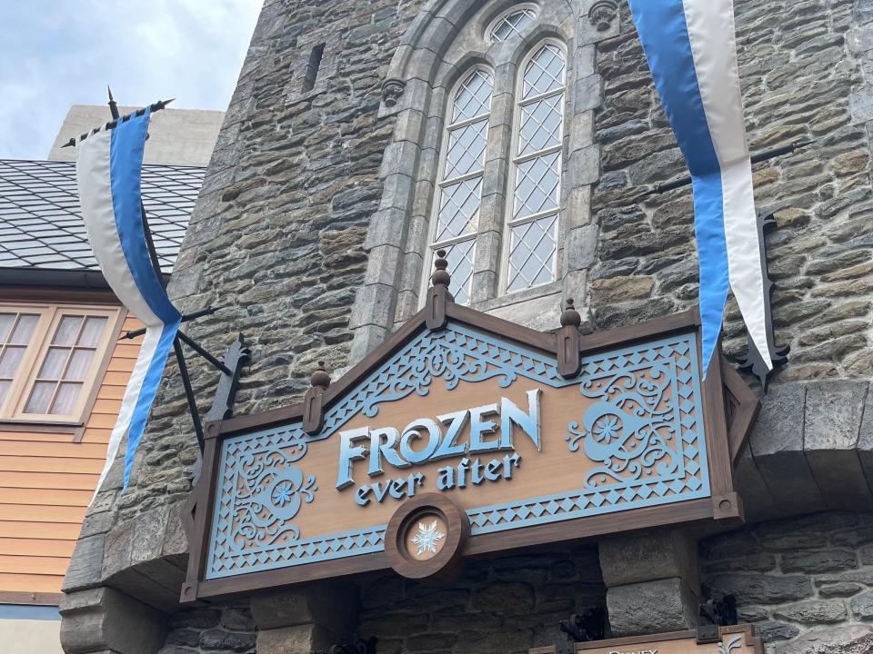 exterior shot of frozen ever after ride at epcot