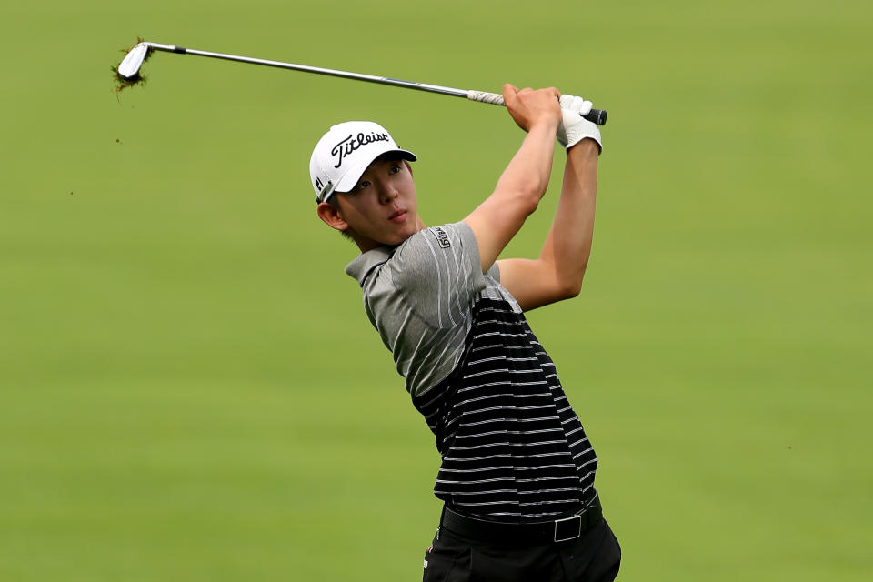 CARMEL, IN - SEPTEMBER 07: Seung-Yul Noh of Korea hits his second shot on the fifth hole during the second round of the BMW Championship at Crooked Stick Golf Club on September 7, 2012 in Carmel, Indiana. (Photo by Warren Little/Getty Images)