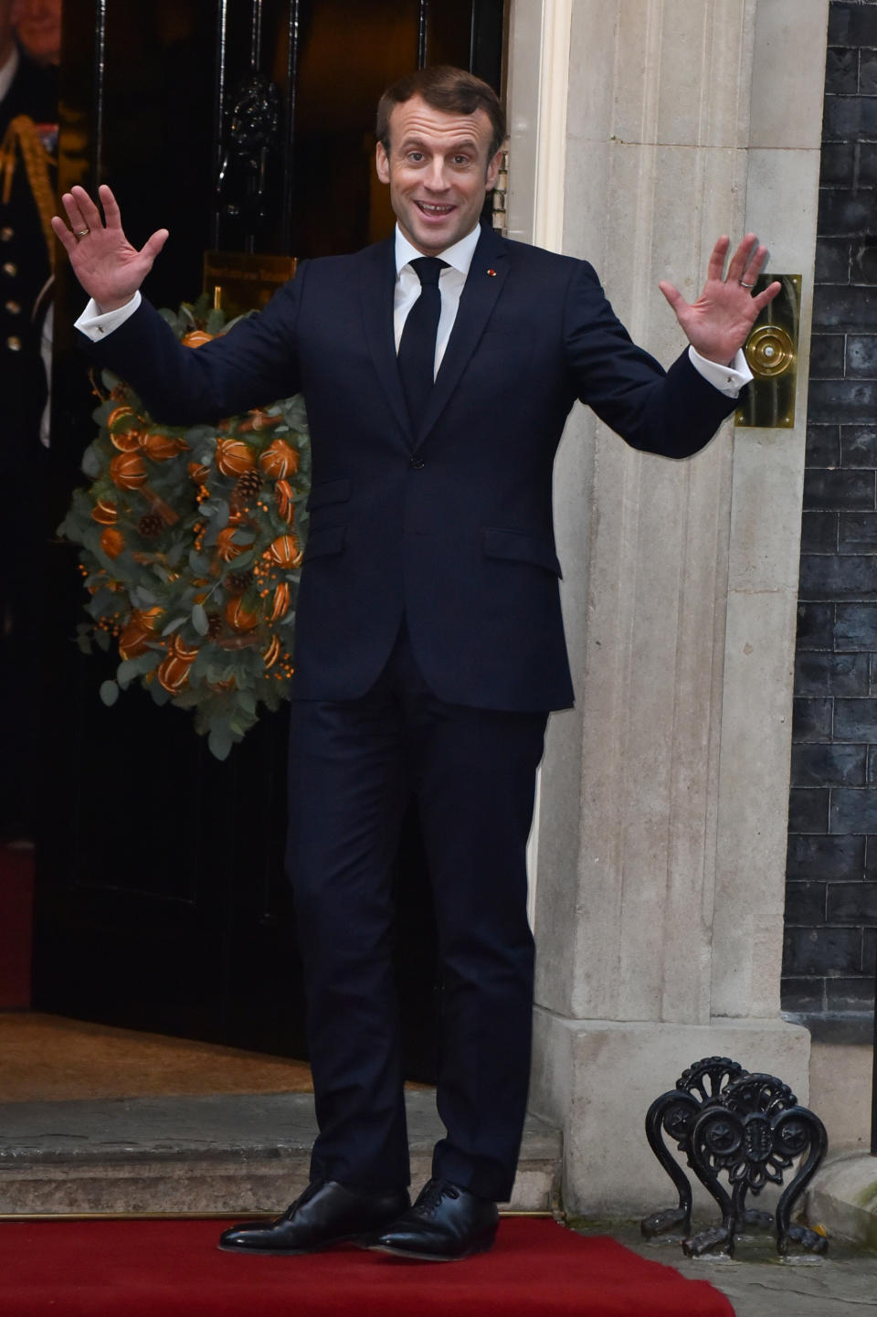 French President, Emmanuel Macron attends a meeting at 10 Downing Street during the NATO Summit. (Photo by James Warren / SOPA Images/Sipa USA)