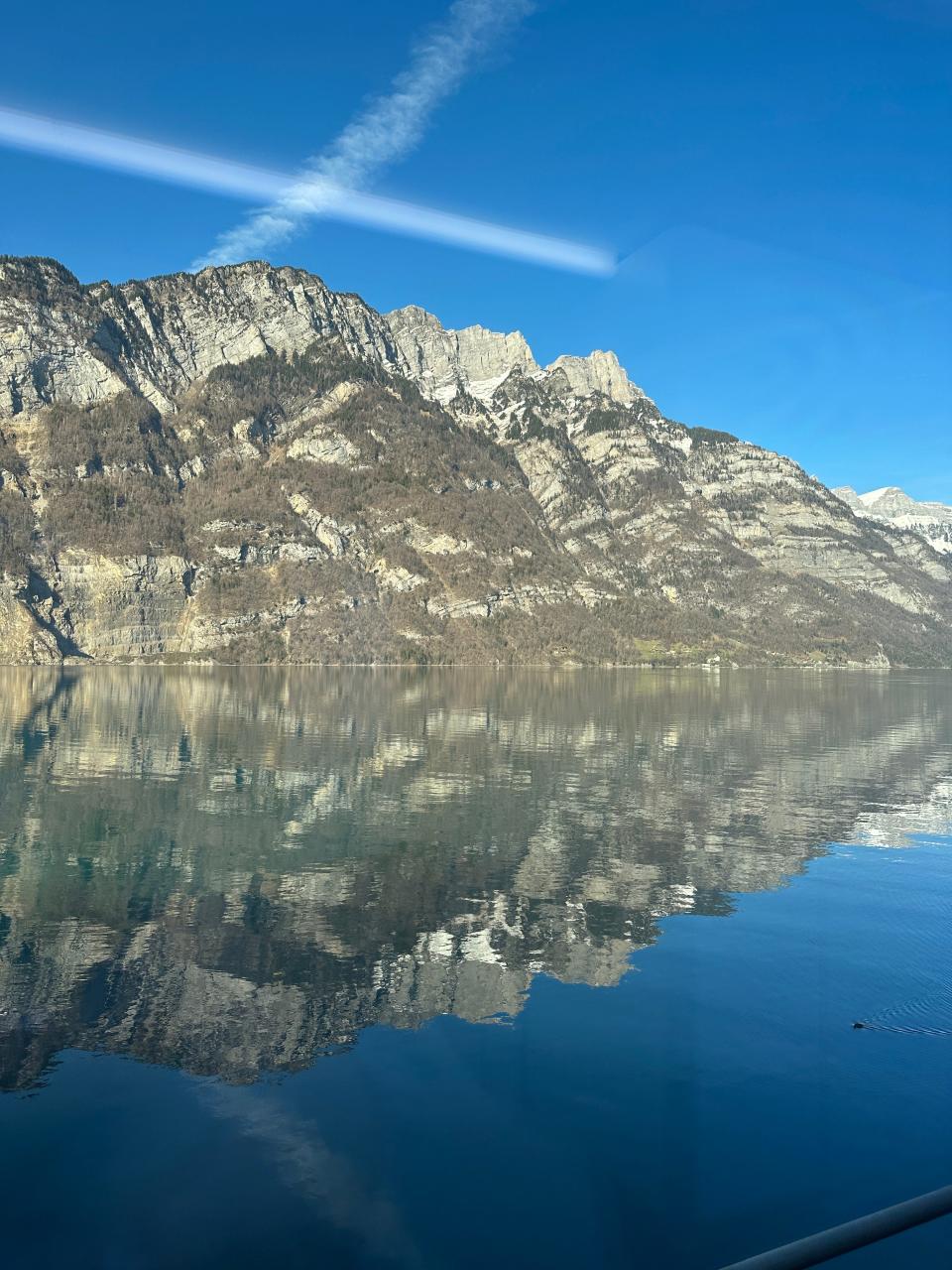 A lake and mountain view in Switzerland