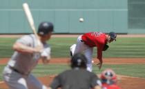 Jul 16, 2017; Boston, MA, USA; Boston Red Sox starting pitcher Rick Porcello (22) throws the ball against the New York Yankees in the first inning at Fenway Park. Mandatory Credit: David Butler II-USA TODAY Sports