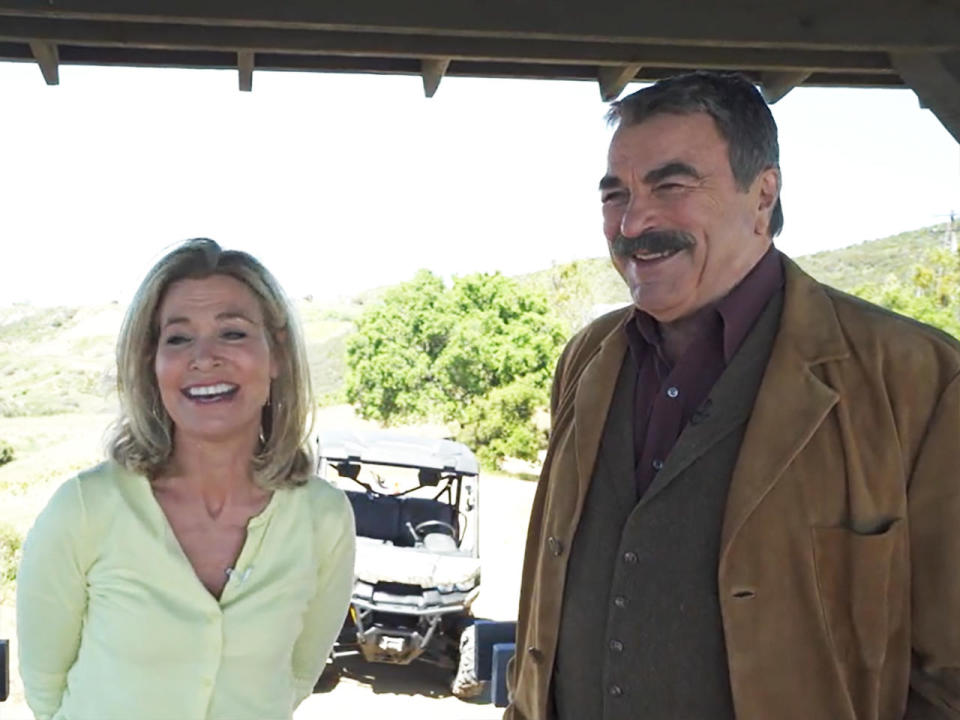 Actor Tom Selleck with correspondent Tracy Smith.  / Credit: CBS News