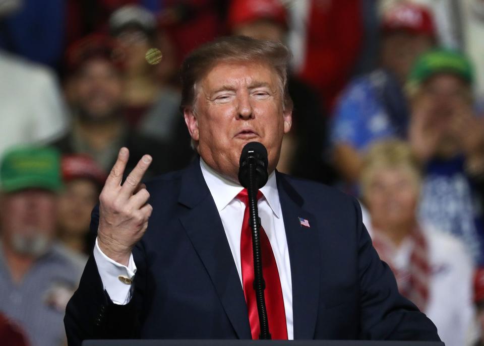 <p>President Trump mocks Beto O'Rourke during a rally in El Paso, suggesting his crowd was larger than O'Rourke's. It wasn't immediately clear who had the larger crowd.</p>