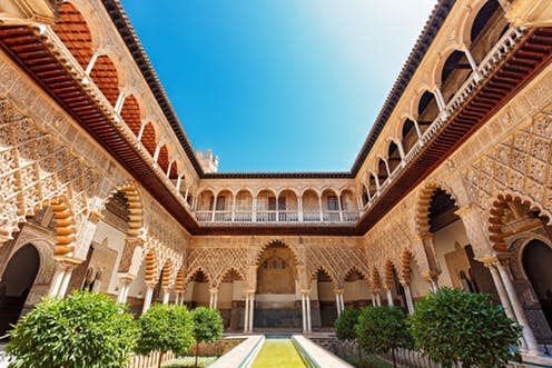 <span class="caption">The Alcázar palace in Seville, once home to some of the Muslim rulers in al-Andalus. </span> <span class="attribution"><a class="link " href="https://www.shutterstock.com/home" rel="nofollow noopener" target="_blank" data-ylk="slk:via shutterstock.com;elm:context_link;itc:0;sec:content-canvas">via shutterstock.com</a></span>