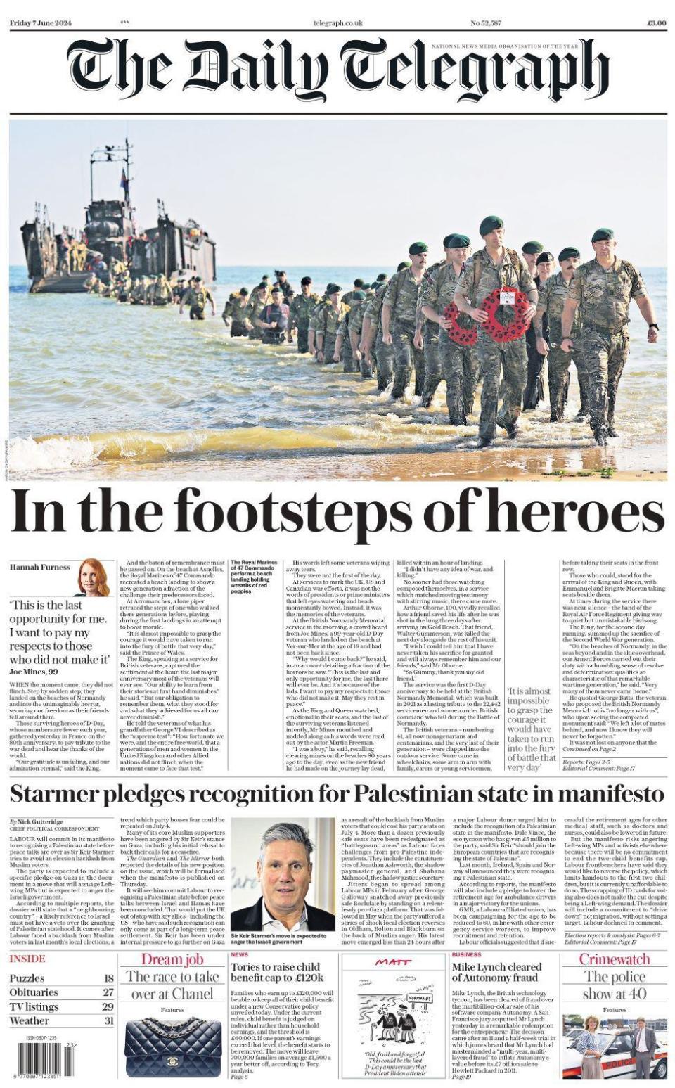 In the footsteps of heroes, reads the Daily Telegraph