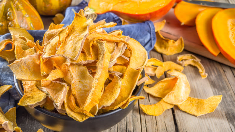 Pumpkin chips in bowl