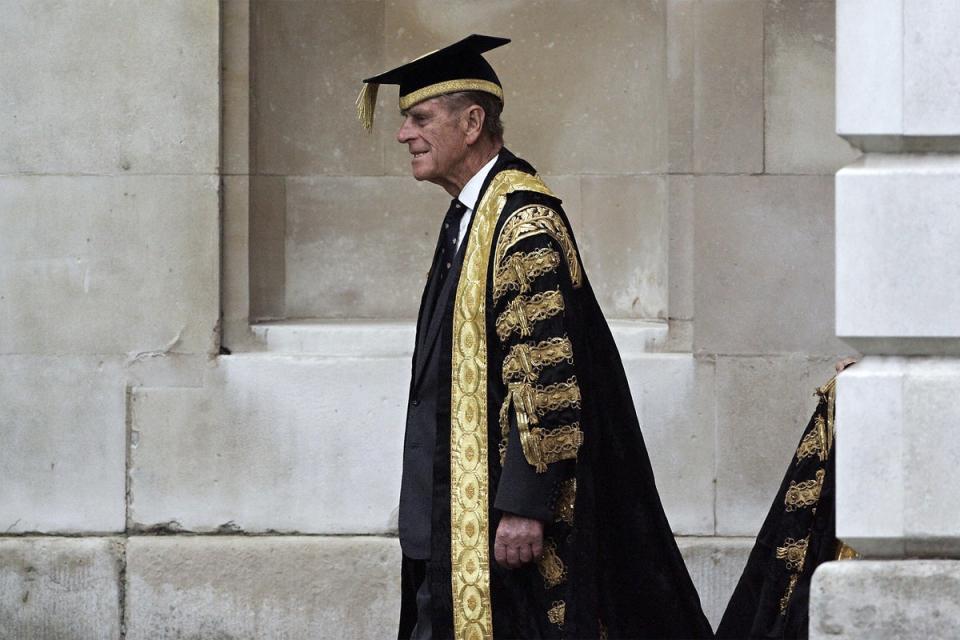 Britain's Prince Phillip leads a procession to the Senate House at Cambridge University in Cambidgeshire (AFP /Getty)