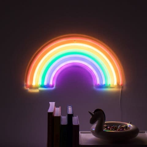 Rainbow Neon Wall Light - Credit: Firebox