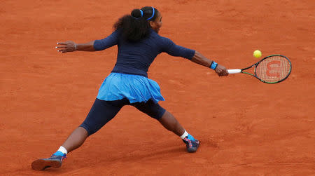 FILE PHOTO: Tennis - French Open Womens Singles Semifinal match - Roland Garros - Serena Williams of the U.S. vs Kiki Bertens of the Netherlands - Paris, France - 03/06/16 Williams reutrns the ball. REUTERS/Gonzalo Fuentes Picture Supplied by Action Images/File Photo