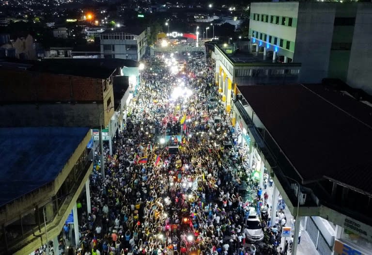 Les partisans de Maria Corina Machado lors d'un rassemblement de campagne électorale à San Cristobal, État de Tachira, Venezuela, le 28 juin 2024 (Schneyder Mendoza)