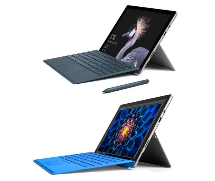 The Surface Pro next to the Surface Pro 4.