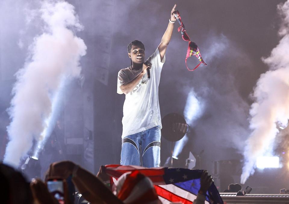 A$AP Rocky performs on stage during 2022 Rolling Loud New York