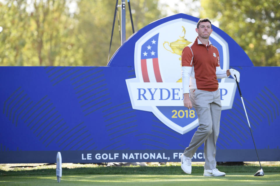 Rory McIlroy is enjoying the way the Ryder Cup is going so far. (Getty)