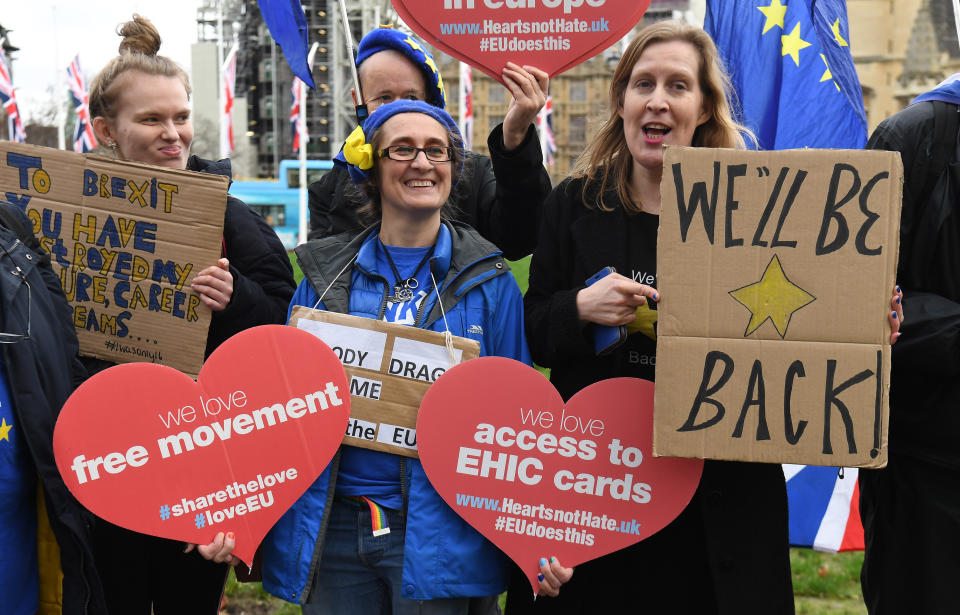 Anti-Brexit demonstrators in Parliament Square get their point across