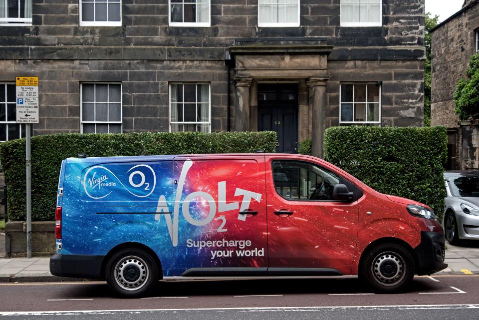 Cost of living: Virgin Media O2 Volt telecomms van in Edinburgh