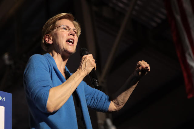 DETROIT, MICHIGAN - MARCH 03: Democratic presidential candidate Sen. Elizabeth Warren (D-MA) speaks to supporters during a rally at Eastern Market as Super Tuesday results continue to come in on March 03, 2020 in Detroit, Michigan. Voters in 14 states and American Samoa go to the polls today.   (Photo by Scott Olson/Getty Images)