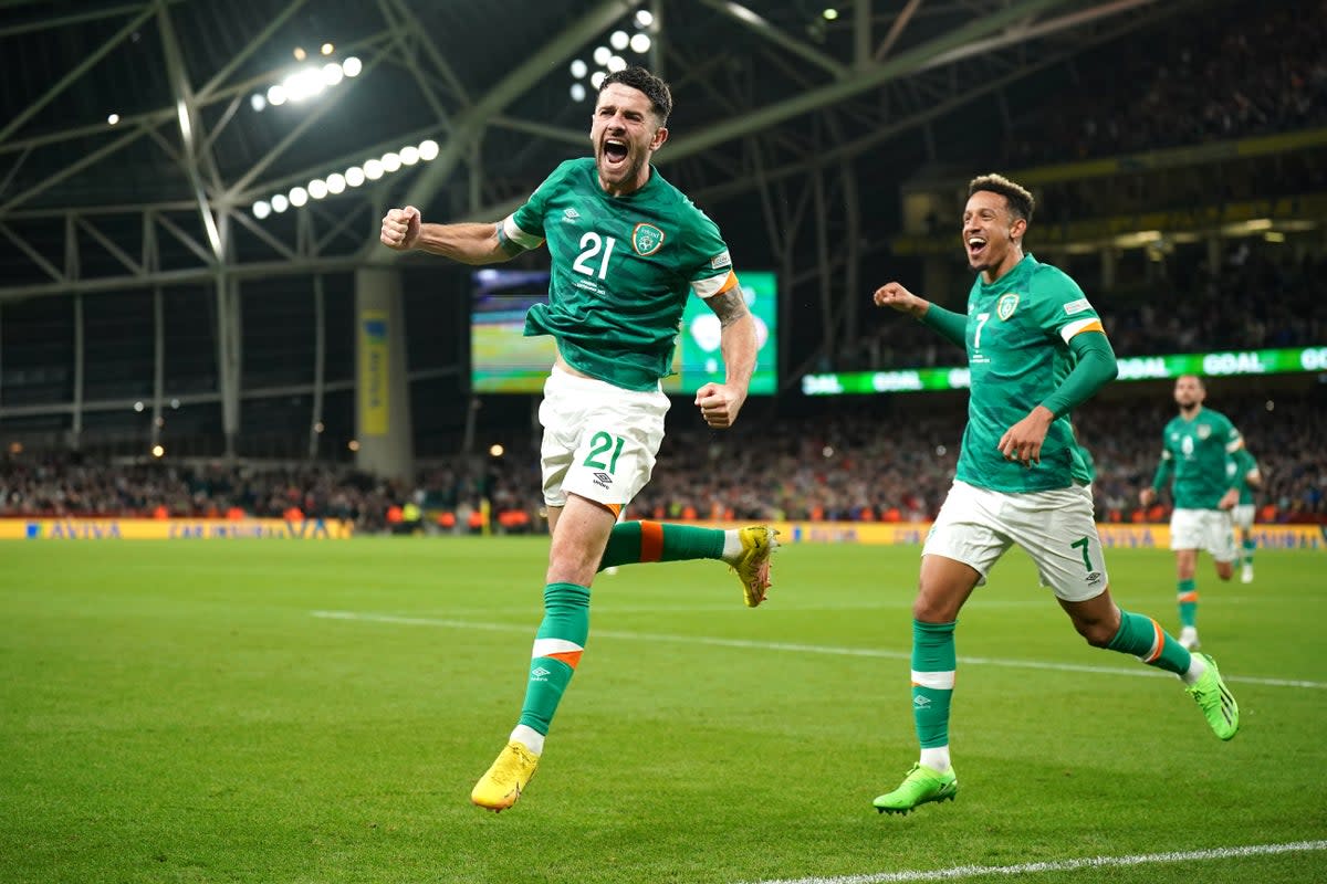 Robbie Brady, left, was the Republic of Ireland’s hero (Niall Carson/PA) (PA Wire)