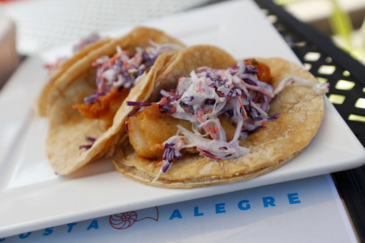 Battered fish Baja tacos from Costa Alegre in Watkinsville, Ga.