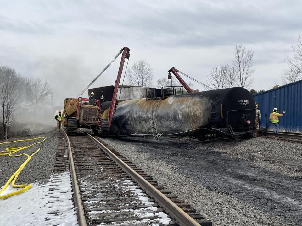 After the train derailment and fire in East Palestine, Ohio, on Feb. 3, 2023, the U.S. EPA tested over 500 homes. It reported none exceeded air quality standards for chemicals tested. <a href="https://response.epa.gov/site/site_profile.aspx?site_id=15933" rel="nofollow noopener" target="_blank" data-ylk="slk:U.S. Environmental Protection Agency;elm:context_link;itc:0;sec:content-canvas" class="link ">U.S. Environmental Protection Agency</a>