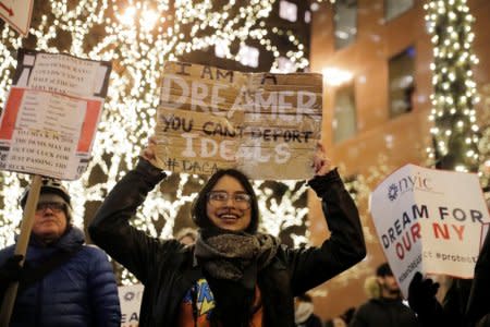 FILE PHOTO: Deferred Action for Childhood Arrivals (DACA) recipient Gloria Mendoza participates in a demonstration in support of