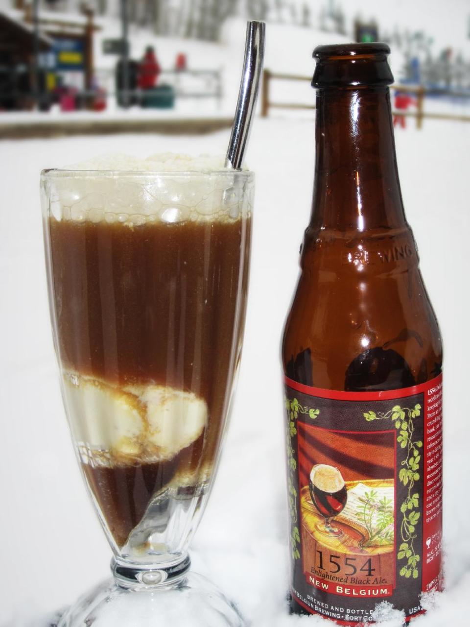 This undated image provided by Park Hyatt Beaver Creek shows a beer float served at the hotel in Avon, Colo. The drink features local beers and ice creams and sorbets made in house at the hotel. It’s one of a number of specialty drinks served for the après ski crowd at resorts and hotels around the West. (AP Photo/Park Hyatt Beaver Creek)