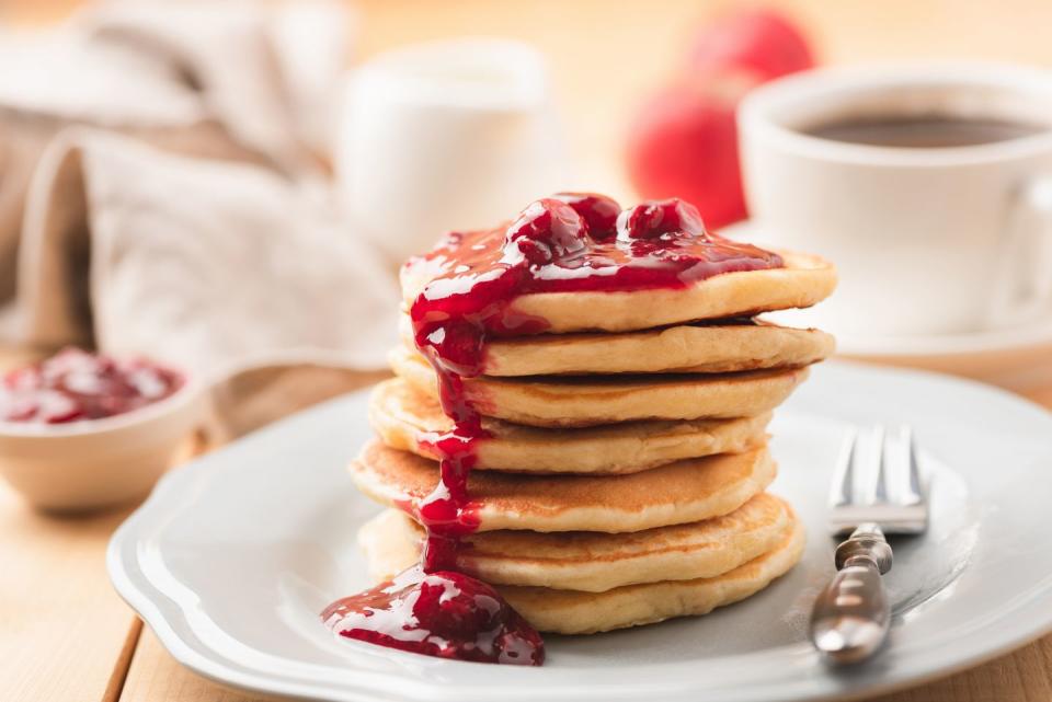 Meal prep by freezing pancakes.