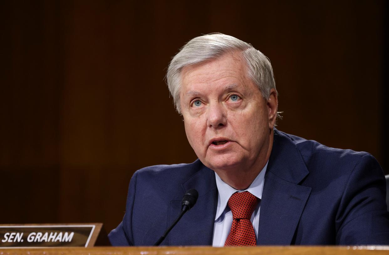 Sen. Lindsey Graham, R-S.C., speaks during a Senate Appropriations Committee hearing, Thursday, June 17, on Capitol Hill in Washington. 