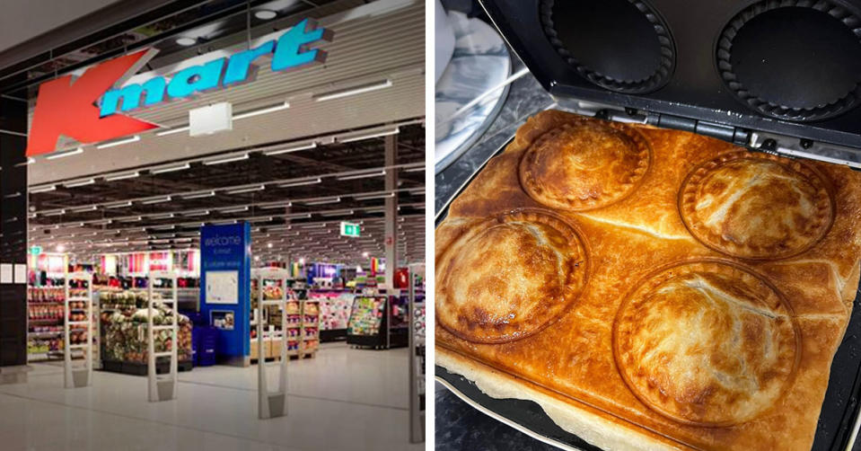 L: Kmart shop. R: Kmart pies in a pie maker