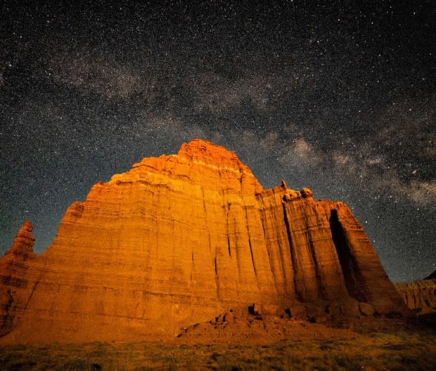 Temple of the Moon in Cathedral Valley—naturally lit by its namesake.<p>Bobbushphoto</p>