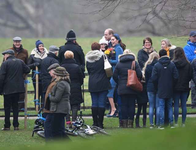 The royal couple greeted fans in Sandringham, England.