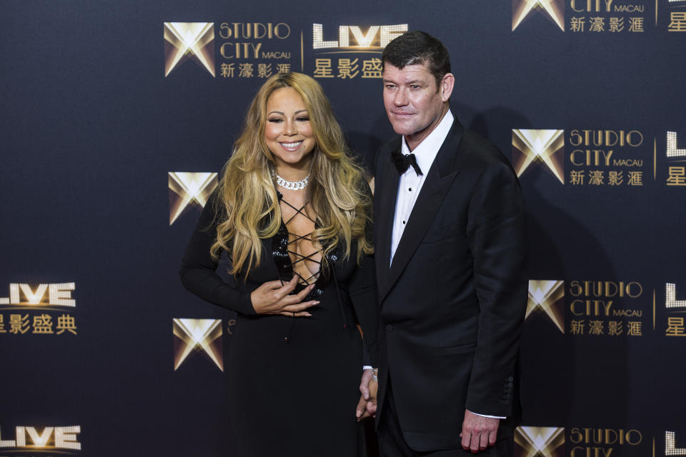 Mariah Carey and James Packer had a whirlwind romance, first going public on a yacht in Italy in 2015 and less than a year later Packer proposed with a $10m diamond ring. Source: Getty