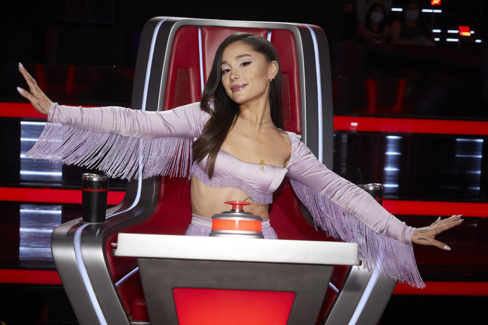 Ariana Grande on the set of “The Voice.” - Credit: Trae Patton/NBC