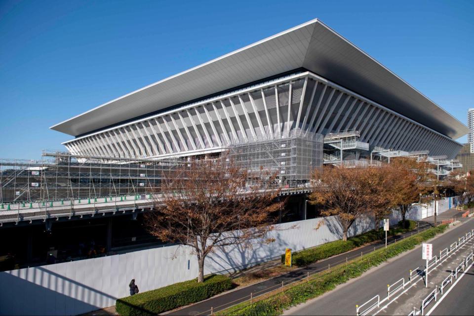 Centro Acuático de Tokio cerrado durante su construcción en 2019 (Alessandro Di Ciommo/NurPhoto en Getty Images)