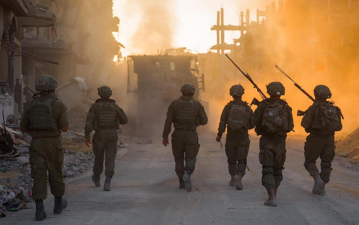 Israeli troops pictured on Sunday during operations in Gaza