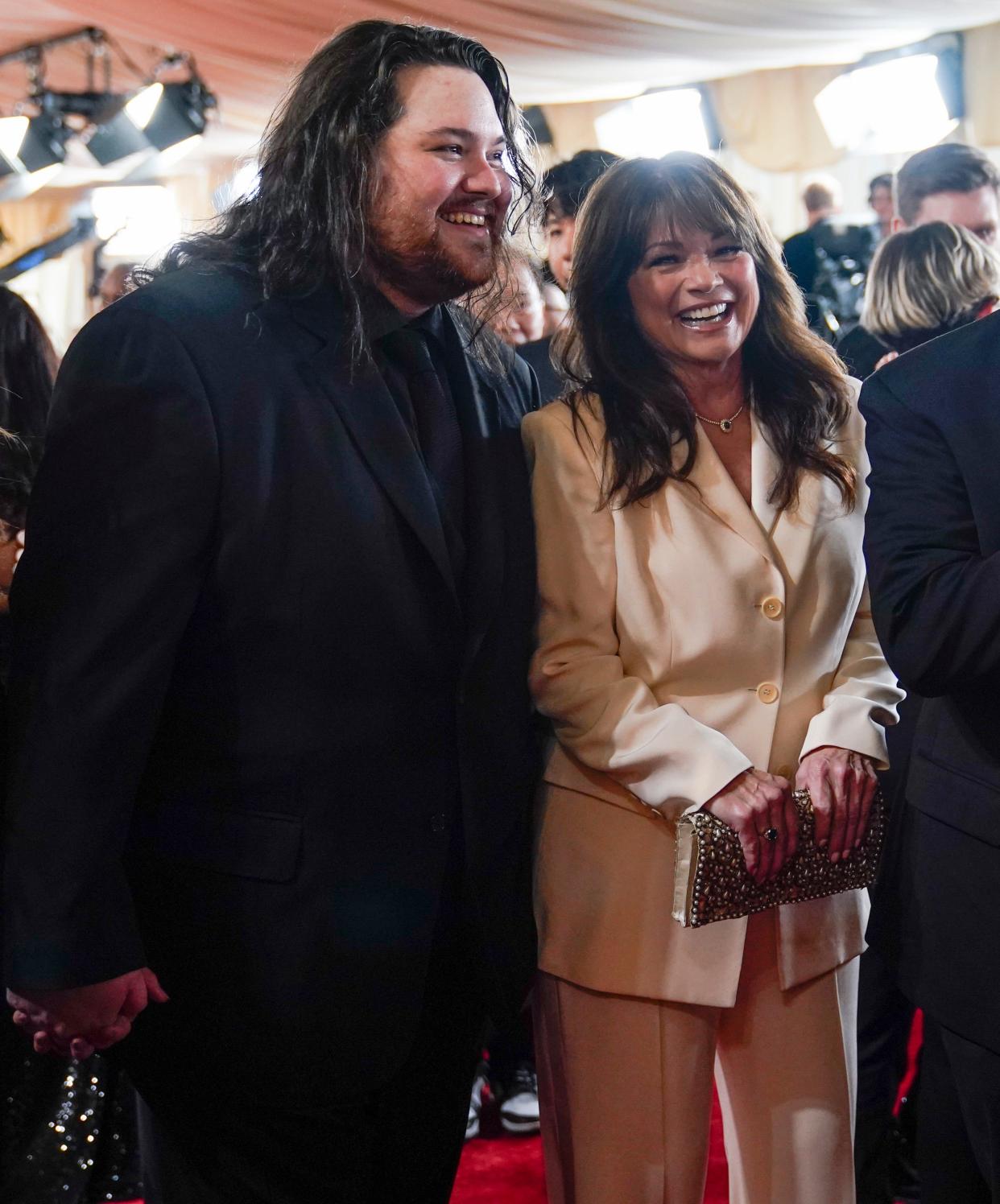 Valerie Bertinelli (right) accompanied her son Wolfgang Van Halen to the Oscars on March 10, where Van Halen backed Ryan Gosling on "I'm Just Ken."