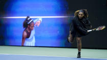 Serena Williams, of the United States, warms up before playing against Anett Kontaveit, of Estonia, during the second round of the U.S. Open tennis championships, Wednesday, Aug. 31, 2022, in New York. (AP Photo/Seth Wenig)