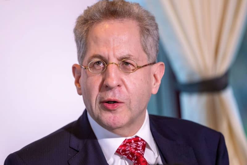 Former President of the Federal Office for the Protection of the Constitution Hans-Georg Maassen speaks during the press conference on the founding of the "Werteunion" party on the excursion boat Godesia. The former head of the German domestic intelligence service, Hans-Georg Maaßen, is taking legal action against his former agency. Thomas Banneyer/dpa