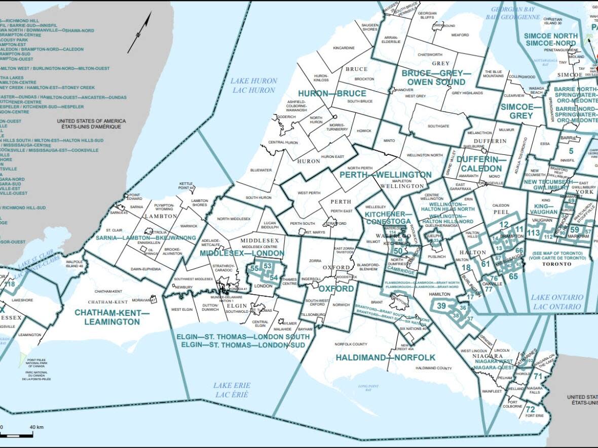 A final report has been released, outlining proposed changes to provincial ridings in Ontario.  (Redistribution Federal Electoral Districts - image credit)