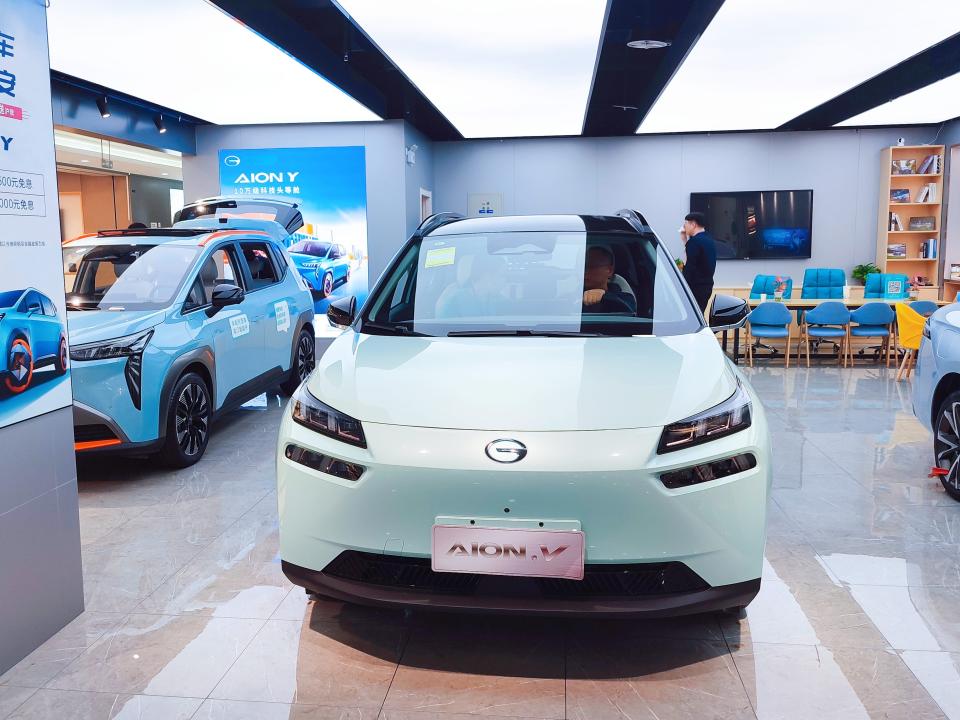 A store of GAC AION, a high-end new energy smart electric vehicle brand, is seen in Shanghai, China, on November 7, 2021.