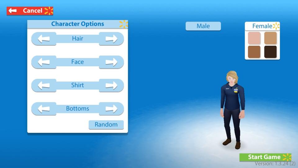 Spark City users can create their own avatar to learn about the Walmart department manager role. 