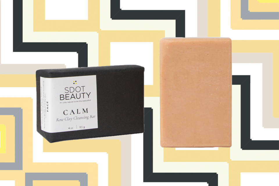 SDot Beauty CALM Rose Clay Cleansing Bar. (Photos: Kelsey Rose; Getty Images; Art: Casey Hollister for Yahoo Lifestyle)
