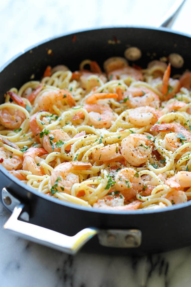 <strong>Get the <a href="http://damndelicious.net/2014/03/28/shrimp-scampi/" target="_blank">Shrimp Scampi recipe</a> from Damn Deilcious</strong>