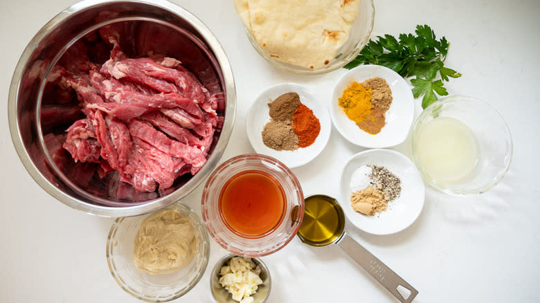 ingredients for beef shawarma