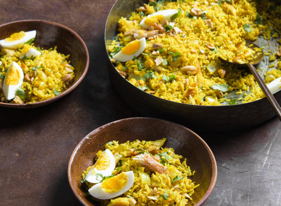 This image released by Milk Street shows a recipe for Kedgeree. (Milk Street via AP)