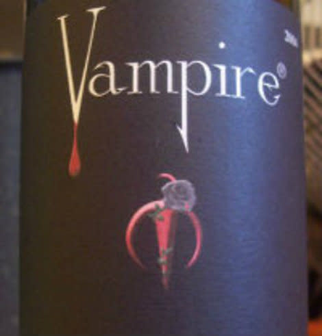 The label for Vampire wines is shown.