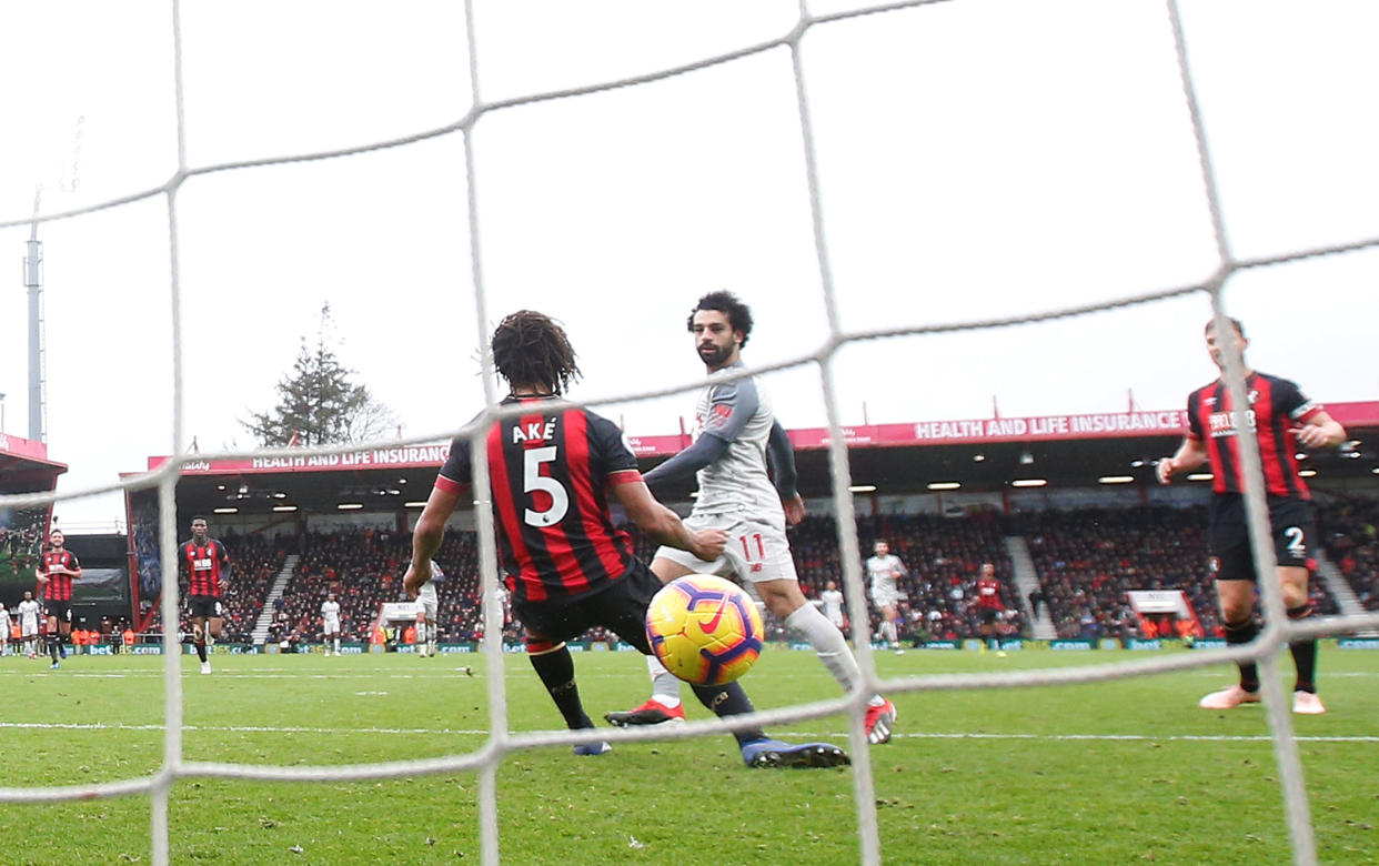 Liverpool’s Mohamed Salah scores their fourth goal in their 4-0 win against Bournemouth in their English Premier League clash on 8 December, 2018. (PHOTO: Action Images via Reuters/Matthew Childs)