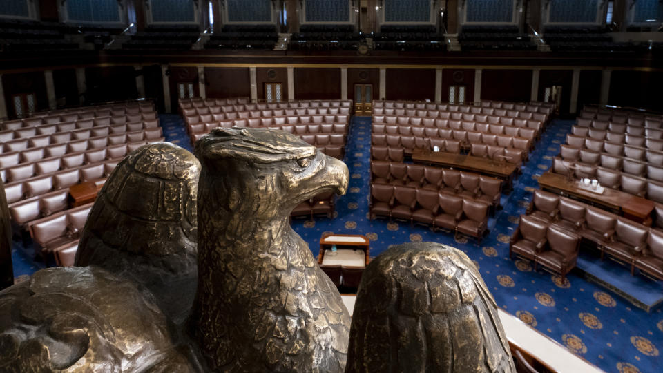 FILE - The chamber of the House of Representatives is seen at the Capitol in Washington, Feb. 28, 2022. (AP Photo/J. Scott Applewhite, File)